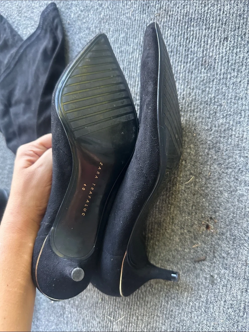 Zara Black Over-the-Knee Kitten-Heel Boots